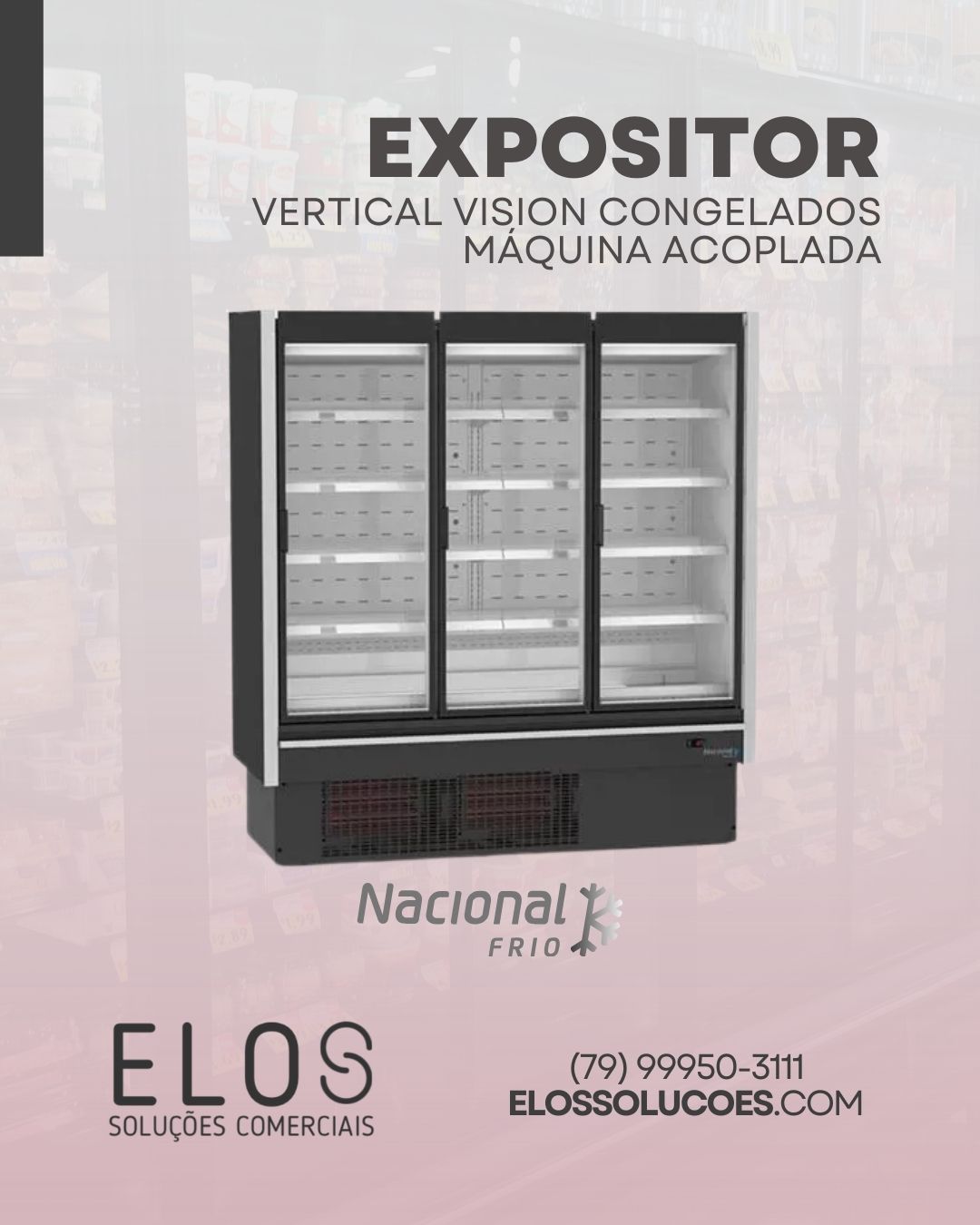 Expositor Vertical Vision Congelados Máquina Acoplada