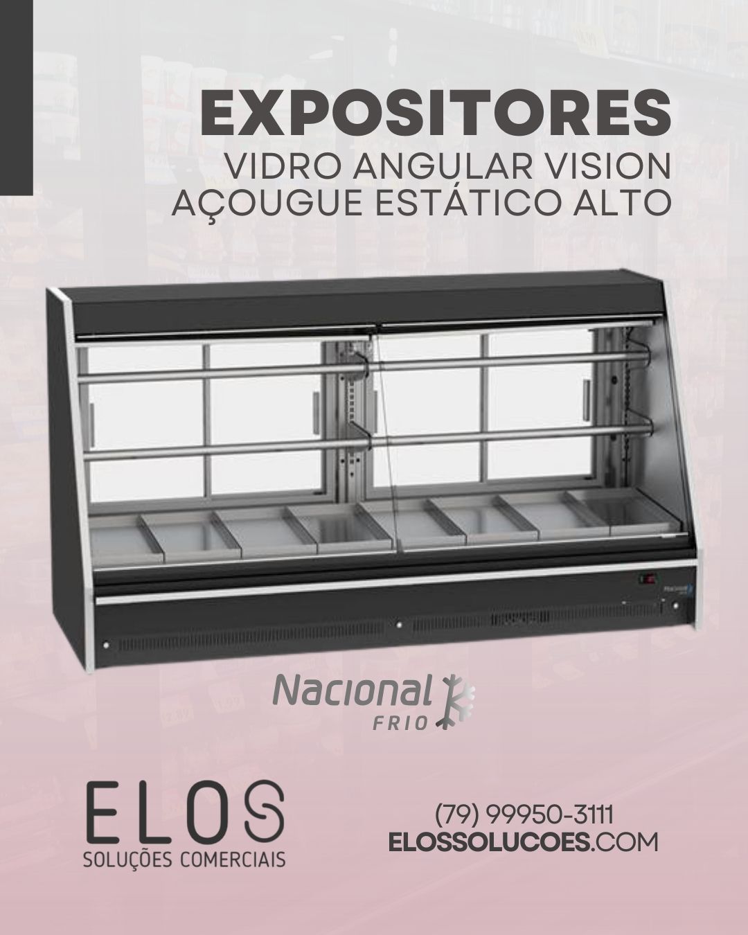 Expositores Vidro Angular Vision Açougue Estático Alto